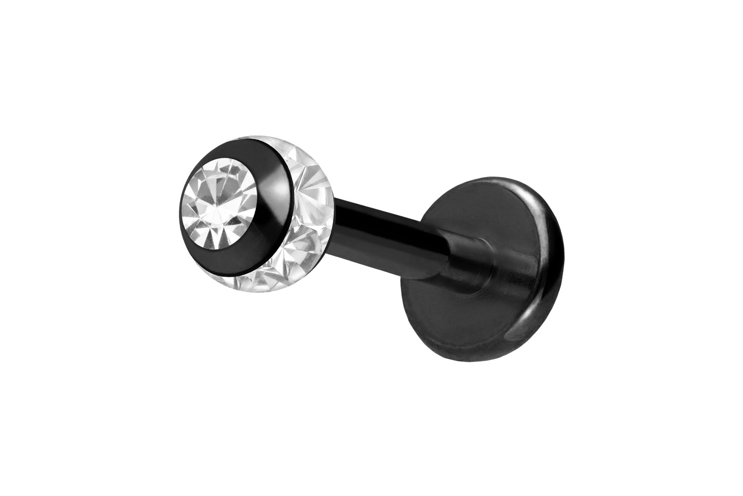 Chirurgenstahl Labret Piercing EPOXY-RING-KUGEL + KRISTALL